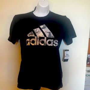 NWT kids black Adidas T-shirt, size medium 10/12